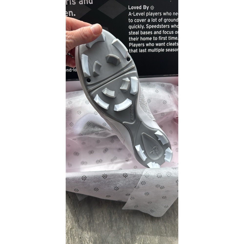 RINGOR RIP-IT Girls Diamond Softball Cleats Molded White/White Size 6 - Picture 3 of 5